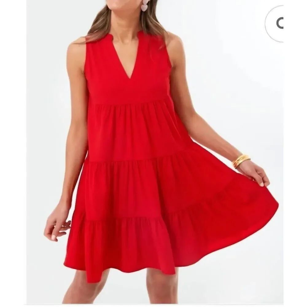 Tuckernuck Pomander place Red Crepe Sleeveless Kenzie dress sz XS